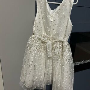 Elegant White and Gold Kids Dress
